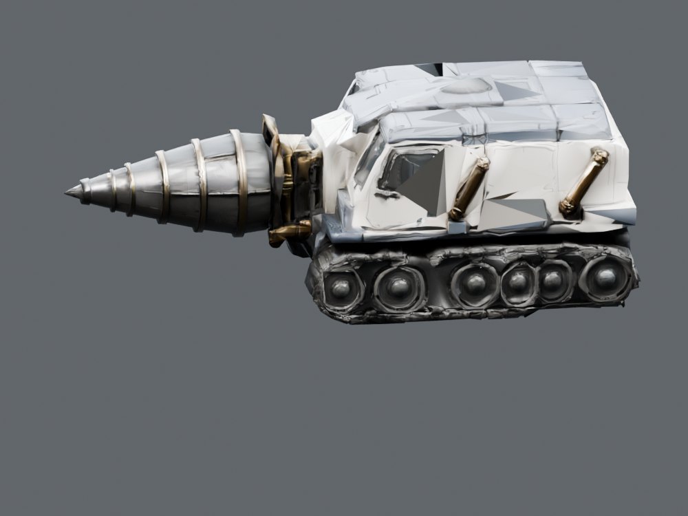White Steel Drill Vehicle